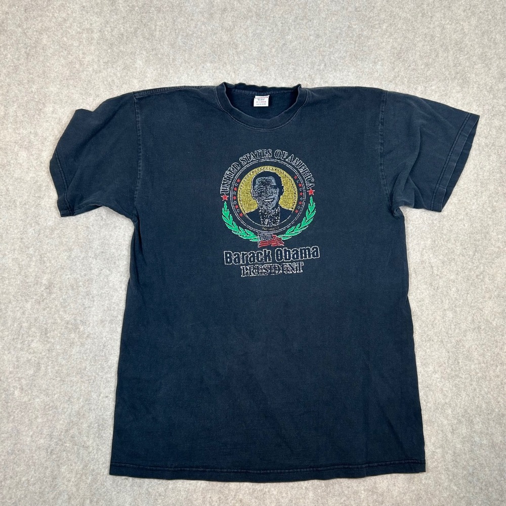 Griffin T-Shirt Mens 2XL Black‎ Barack Obama President Graphic Short Sleeve Tee